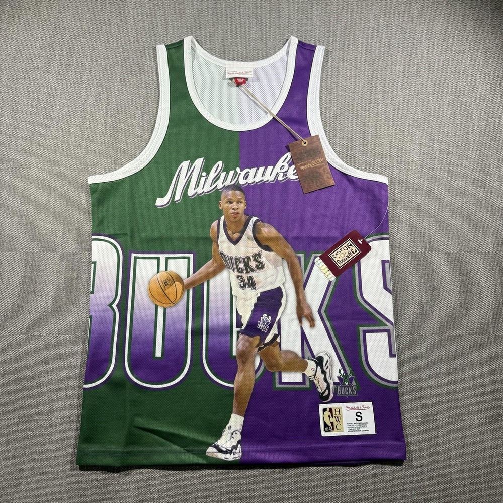 Milwaukee Bucks Jersey Mens Small Multicolor NBA Ray Allen Mitchell & Ness
